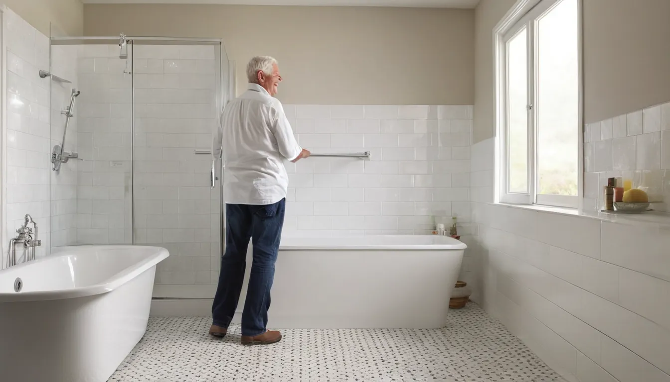Homeowner and a local provider looking over a walk-in tub in a bright bathroom in DeSoto